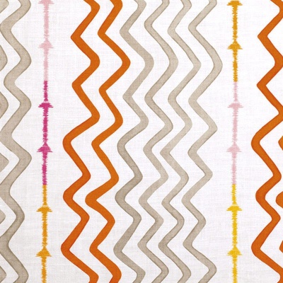 Kit Kemp Rick Rack Linen Embroidery Fabric in Orange